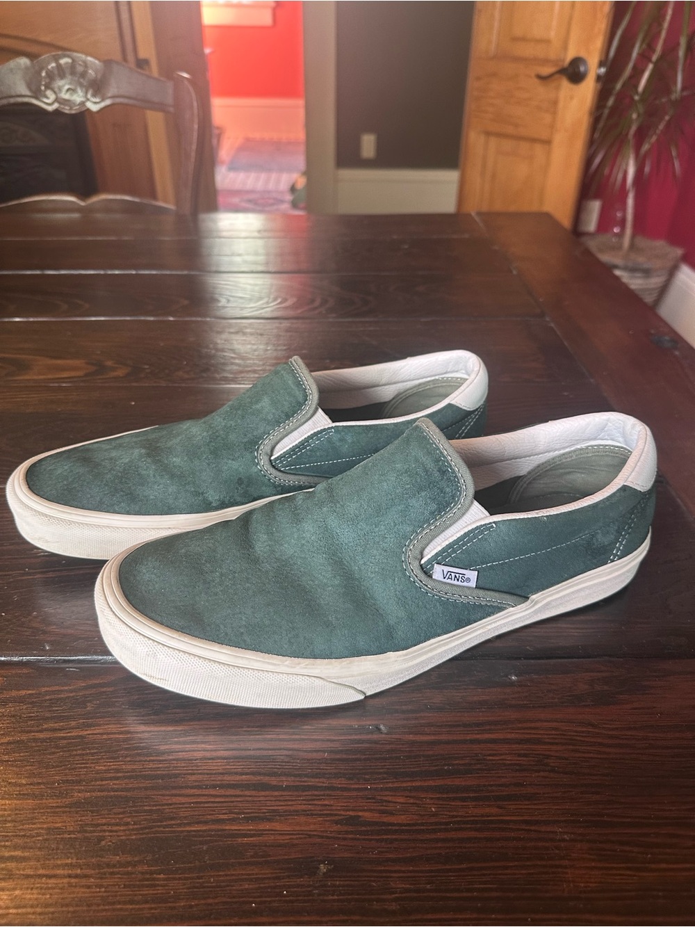 Vans Slip-On HeiQ DuPont Suede Loafers in Green